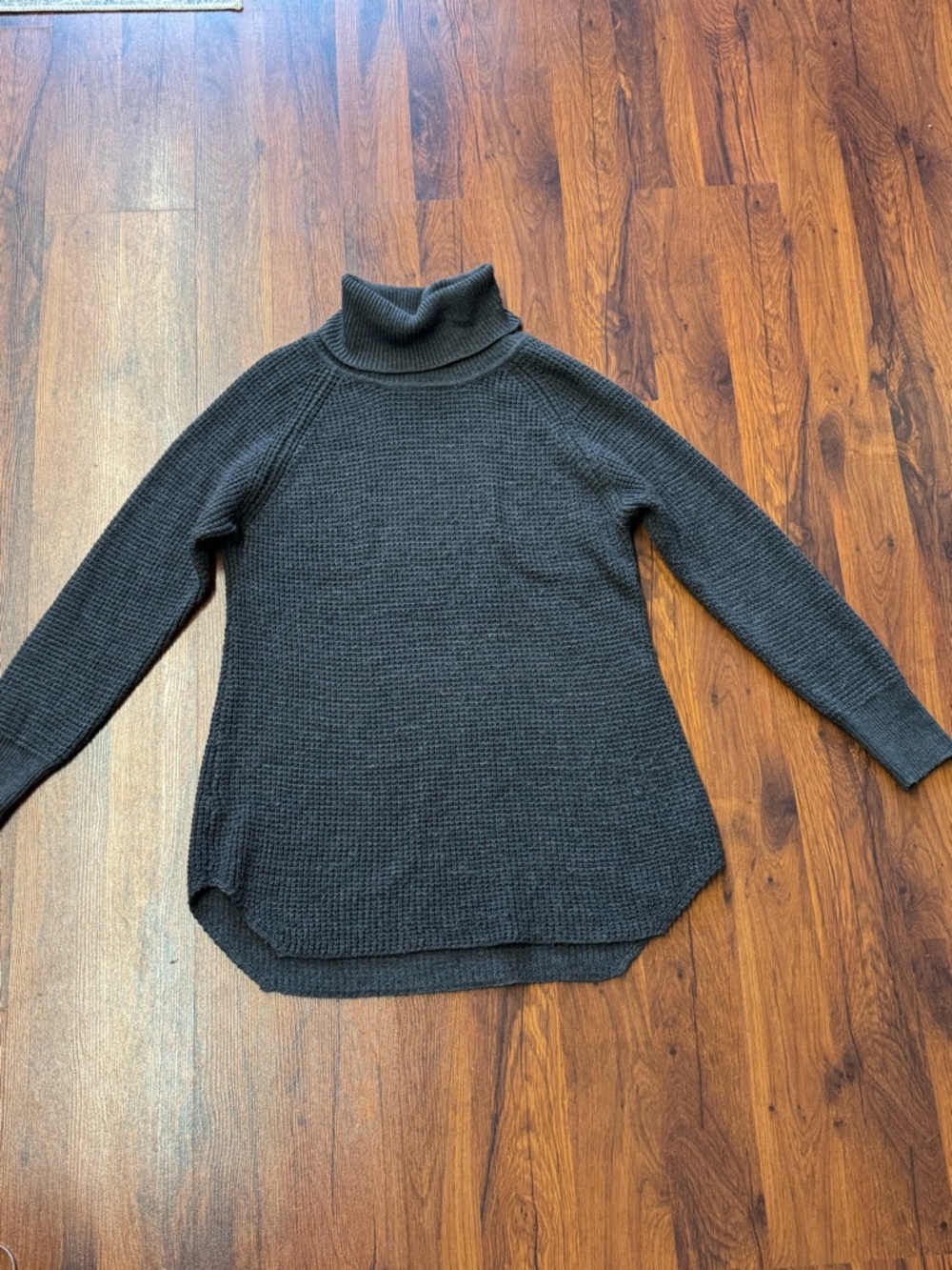Charcoal Turtleneck Sweater Waffle Knit